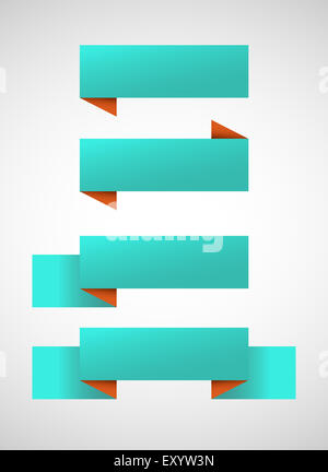 Set di vettore di un blu brillante e banner di colore arancione su sfondo grigio Foto Stock
