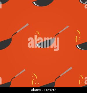 Il ristorante wok. Pan seamless pattern. Illustrazione Vettoriale