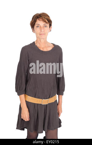 Bella donna facendo espressioni diverse in diversi set di vestiti: sospetto Foto Stock