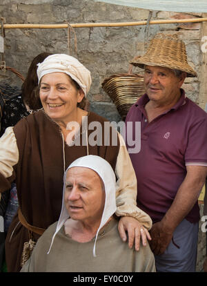 Annuale festa medievale del Mercato delle Gaite, Bevagna in Umbria Foto Stock