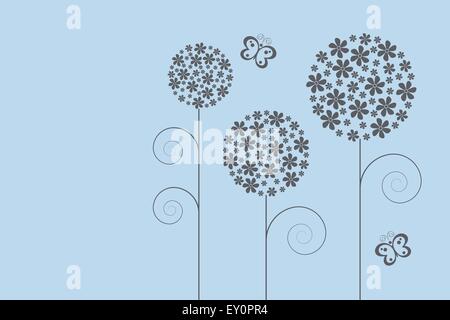 Blu fiori astratti Illustrazione Vettoriale