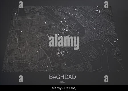 Vista satellitare di Baghdad mappa, Repubblica dell'Iraq Foto Stock