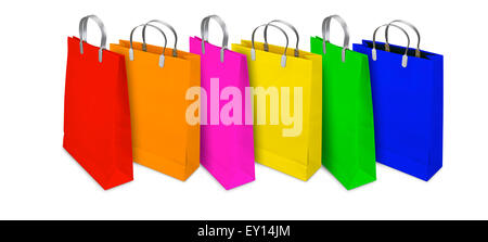 Colorato Shopping Bags aperto e chiuso isolato su sfondo bianco Foto Stock