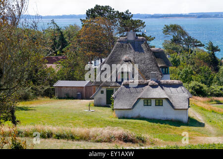 La casa del famoso danese esploratore polare e antropologo, Knud Rasmussen, sulla morena cliff Spodsbjerg a Hundested, Sealand, Danimarca Foto Stock