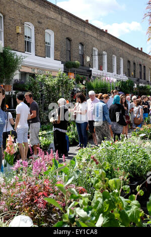 Una vista generale della Colombia Road market Foto Stock