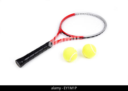 Racchetta da tennis isolati su sfondo bianco Foto Stock