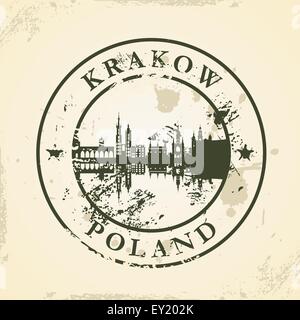 Grunge timbro di gomma con Cracovia in Polonia - illustrazione vettoriale Illustrazione Vettoriale