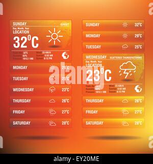 Meteo widget app per mobile - illustrazione vettoriale Illustrazione Vettoriale