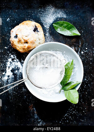 Ancora la vita di mirtillo scone con lo zucchero semolato Foto Stock