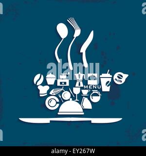 Tazzina da caffè con icone - illustrazione vettoriale Illustrazione Vettoriale