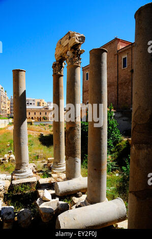 Strade colonnate Cardo Maximus, colonne Romane. Martire Square. Beirut. Il Libano. Foto Stock