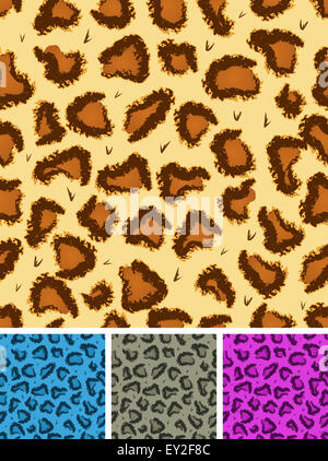 Illustrazione di una serie di seamless selvatica africana di leopard o ghepardo di sfondo Foto Stock