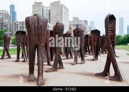 Agorà di Magdalena Abakanowicz in Grant Park di Chicago. Foto Stock