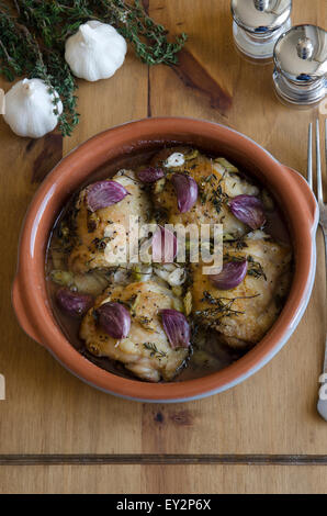 Pollo all'aglio Foto Stock