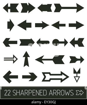 Affilare frecce nella piana e pulita soluzione nero Illustrazione Vettoriale