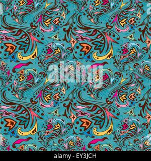 Turchese modello di turbolenza, vettore senza giunture con sfondo colorato ornamenti arabo Illustrazione Vettoriale