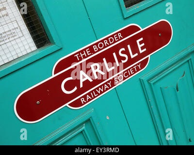 Il confine della società ferroviaria, Carlisle, Cumbria, England, Regno Unito Foto Stock