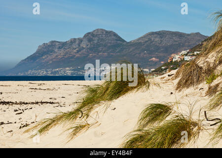 False Bay spiaggia vicino Kalk Bay Città del Capo Sud Africa, con Fish Hoek a distanza Foto Stock