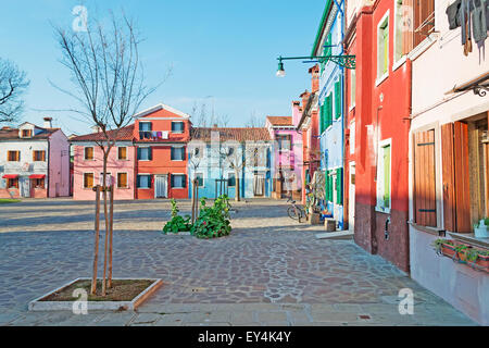 Case colorate di Burano, Venezia Foto Stock