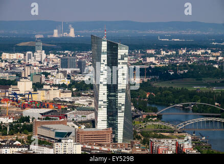 Nuova Banca centrale europea BCE, vista dalla torre principale, Frankfurt am Main, Hesse, Germania Foto Stock