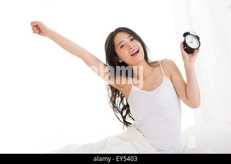 Bella giovane donna wake up Foto Stock