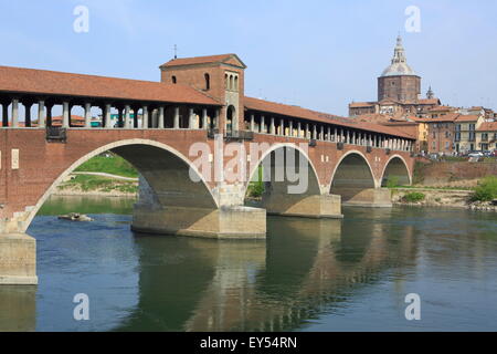 Ponte coperto, Pavia, Pavia Lombardia, Italia Foto Stock
