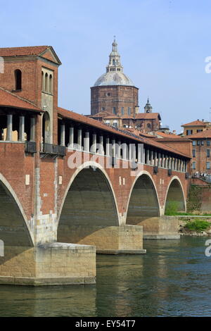 Ponte coperto, Pavia, provincia di Pavia, Lombardia, Italia Foto Stock