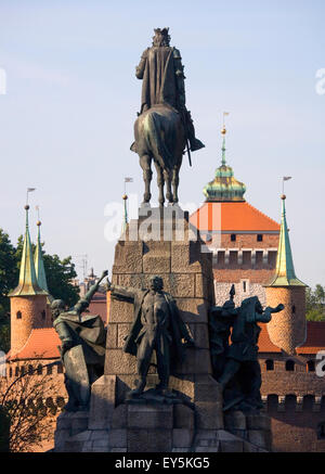 Polonia Cracovia, Monumento commemorativo della Battaglia di Grunwald, 15 luglio 1410, vinto da Re Wladyslaw Jagiello Foto Stock