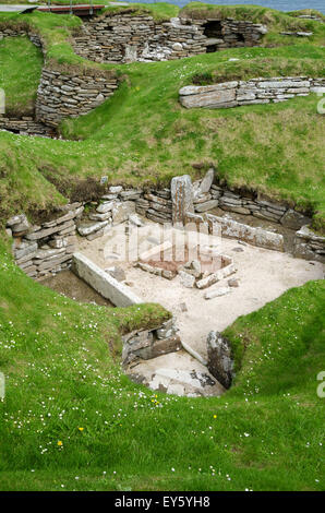 Skara Brae, età della pietra, insediamento neolitico, Historic Scotland & Patrimonio Mondiale UNESCO, West terraferma, Orkney Islands, Scozia Foto Stock