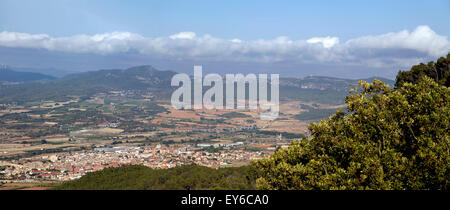 La Conca de Barberà vista da Muntanyes de Prades, Montblanc, Tarragona Catalogna Foto Stock