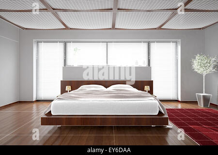 3D Interni rendering di una moderna camera da letto Foto Stock