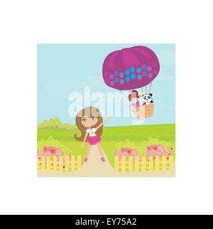 Viaggio in un pallone aerostatico Illustrazione Vettoriale