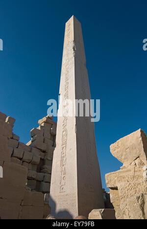 Karnak Luxor Egitto. Tempio di Karnak sacro al dio Amon: l'obelisco della regina Hatshepsut. Foto Stock