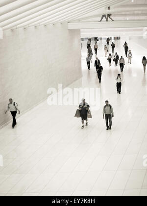 La gente di affari nel passaggio sotterraneo al one world trade center A NEW YORK Foto Stock