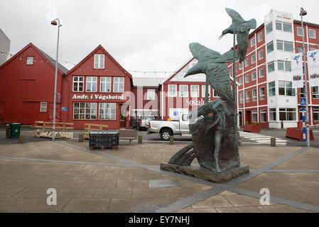 Nólsoyar Páll statua di Hans Pauli Olsen in Torshavn sulle Isole Faerøer Foto Stock