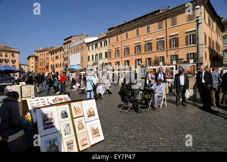 Italia, Roma, Piazza Navona, venditori di dipinti Foto Stock