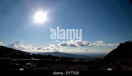 Paesaggio scarno a Monte Ruapehu, parco nazionale di Tongariro, Manawatu-Wanganui, Nuova Zelanda Foto Stock