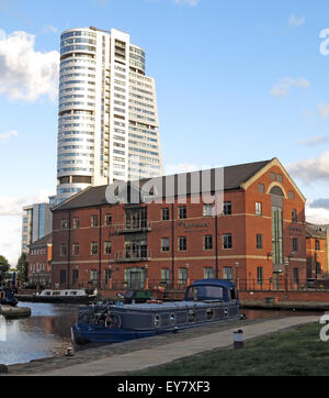 Leeds Wharf serratura, Centro citta', West Yorkshire, Inghilterra, Regno Unito (Leeds / Liverpool Canal) Foto Stock