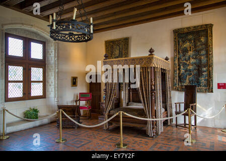 Il re Enrico II la camera da letto al Chateau d'Amboise, Amboise, Indre-et-Loire, centro, Francia Foto Stock