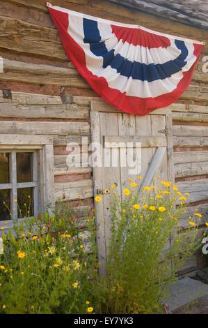 Chandler cabina in 1880 Park, Elkhorn National Scenic Byway, Haines, Oregon Foto Stock