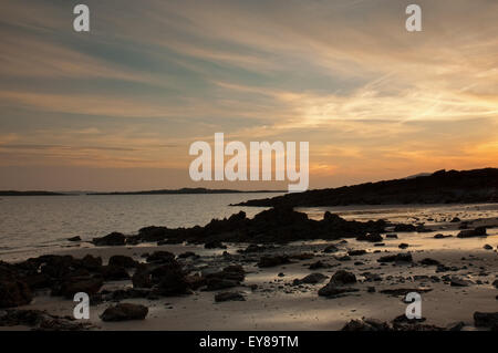 Tramonto sulle isole di flotta da Carrick Foto Stock