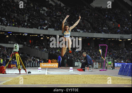 Londra, Regno Unito. Il 24 luglio, 2015. Lucie Májková (CZE) a competere in Donne Salto triplo concorrenza, Giorno uno del Sainsbury's Anniversario giochi. Májková è venuto 7° in concorrenza. Credito: Michael Preston/Alamy Live News Foto Stock