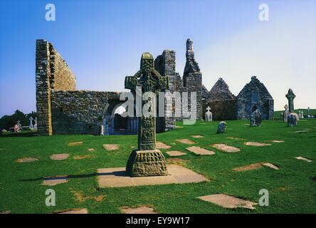 Clonmacnoise, Co Offaly, Irlanda, West Croce Croce delle Scritture Foto Stock