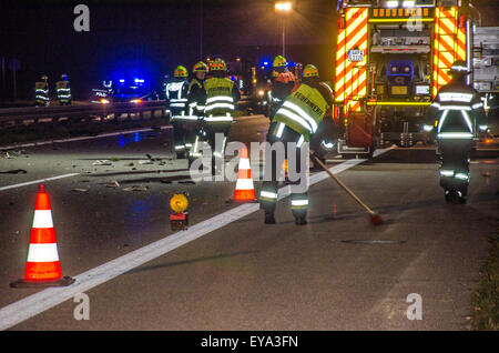 Incidente pesante sull'autostrada vicino Murnau Foto Stock