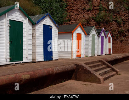 Spiaggia di capanne, Goodrington Sands, Paignton, Devon, Regno Unito Foto Stock