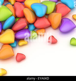 Pila di cuori su una superficie Foto Stock