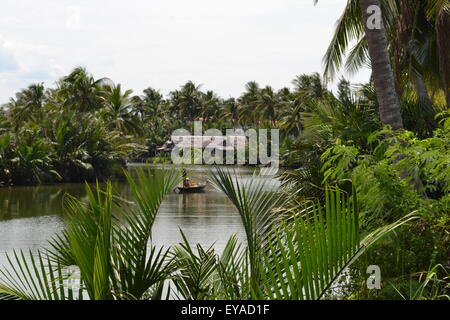 I pescatori su Thu Bon river, Hoi An Foto Stock
