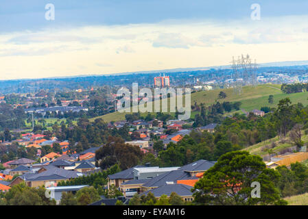 Sobborgo Sud di Melbourne Morang nuovo sviluppo della proprietà e costruzione di proliferazione urbana nuove build lo sviluppo di proprietà Foto Stock