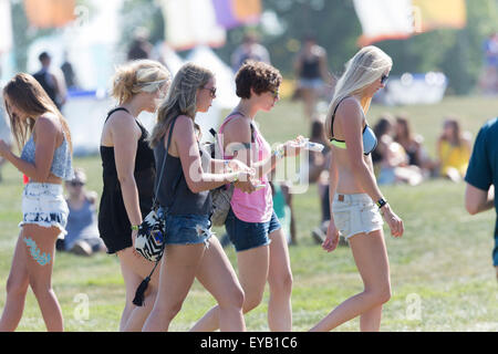 Oro-Medonte, Ontario, Canada. Il 24 luglio 2015. Vista generale e la folla al 1° giorno inaugurale della Wayhome Musica e Arts Festival a Burl's Creek caso motivi si trova a nord di Toronto. Credito: EXImages/Alamy Live News Foto Stock