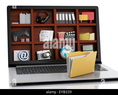3D renderer immagine. Laptop e PC multimediale. Immagine Coceptual. Isolato sfondo bianco Foto Stock